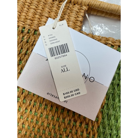 Anthropologie Colorblocked Straw Clutch - Green NWT - Picture 11 of 12